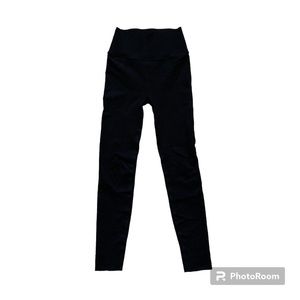 Fabletics Sculpt Knit Full Length Raw Hem Black High Waisted Leggings